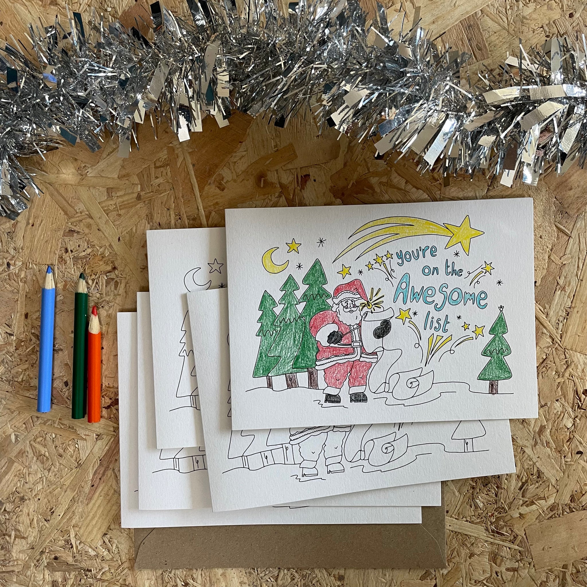 Colour-in Christmas Cards
